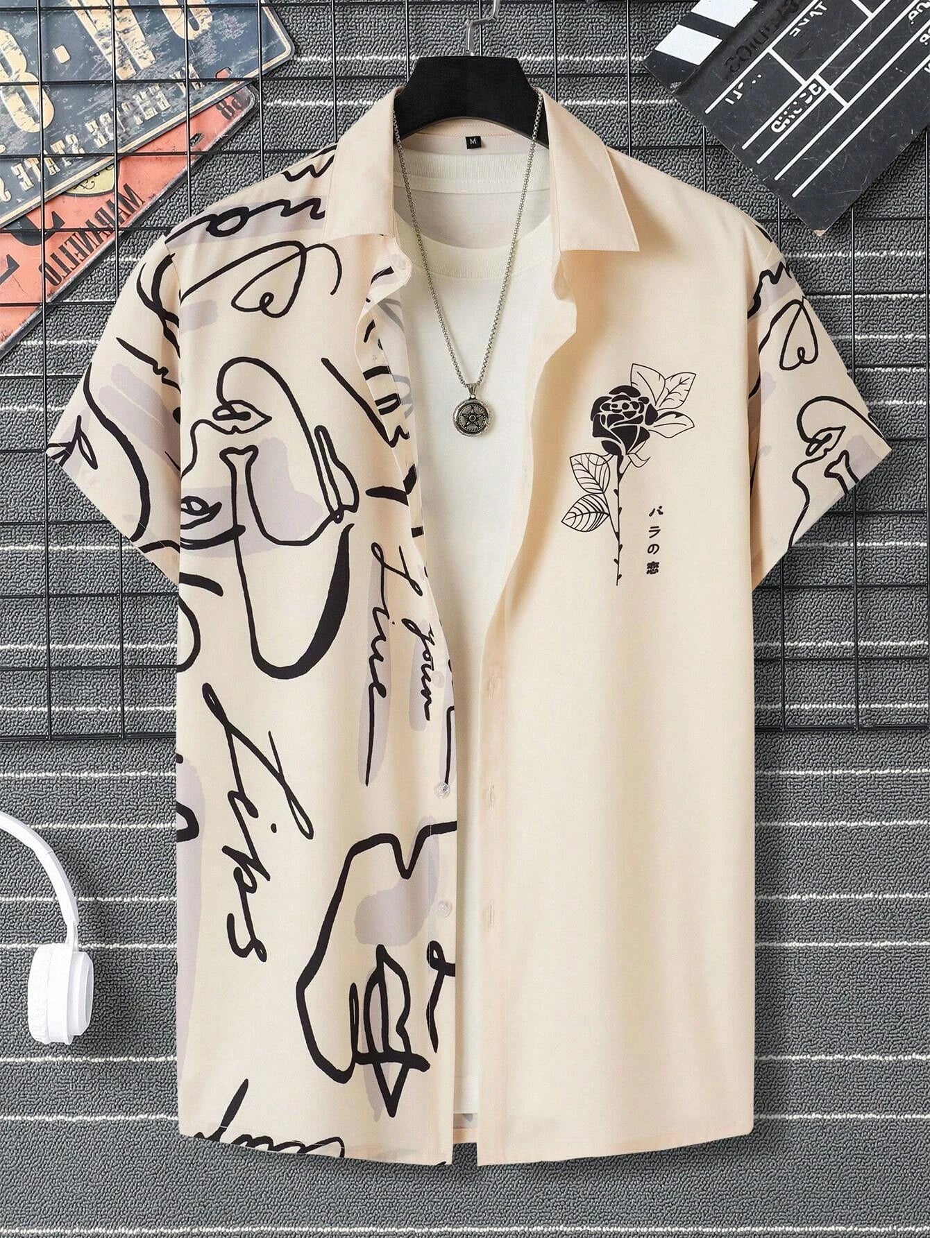 Camisa De Moda De Manga Corta Estamopado Para Hombre