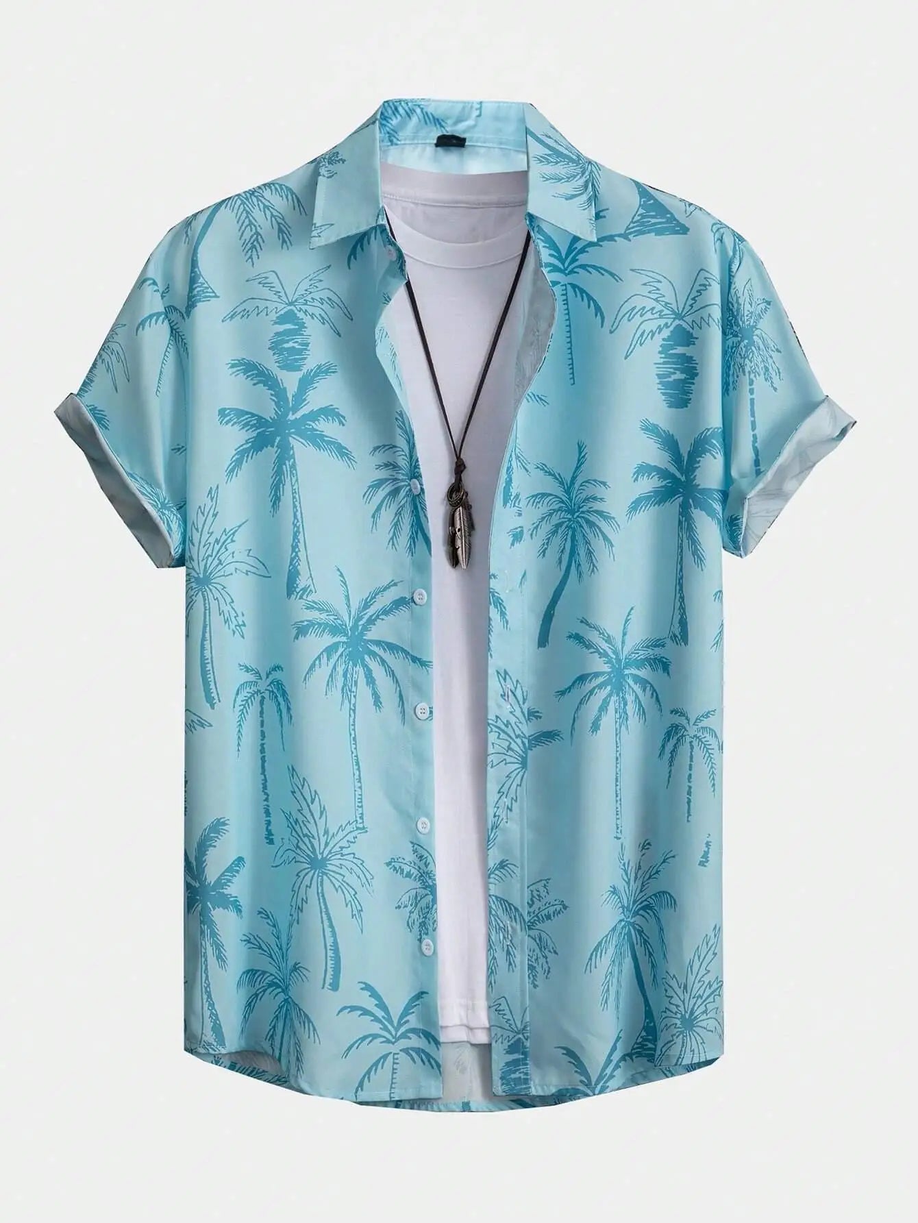 Camisa De Hombre Con Estampado De Árbol De Coco Hawaiano