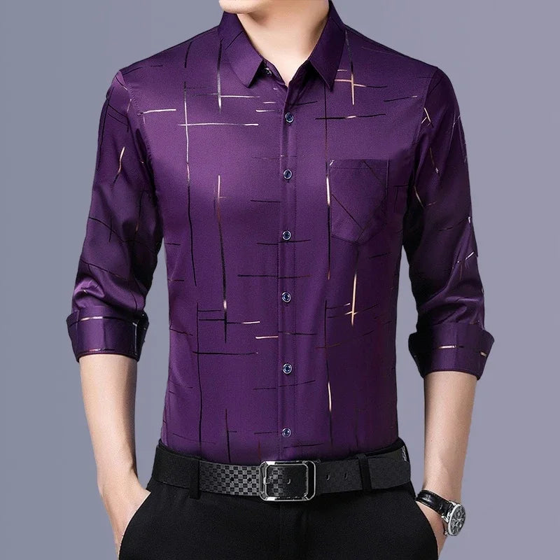 Estilo Casual y Elegancia: Camisa Estampada de Manga Larga para Hombre