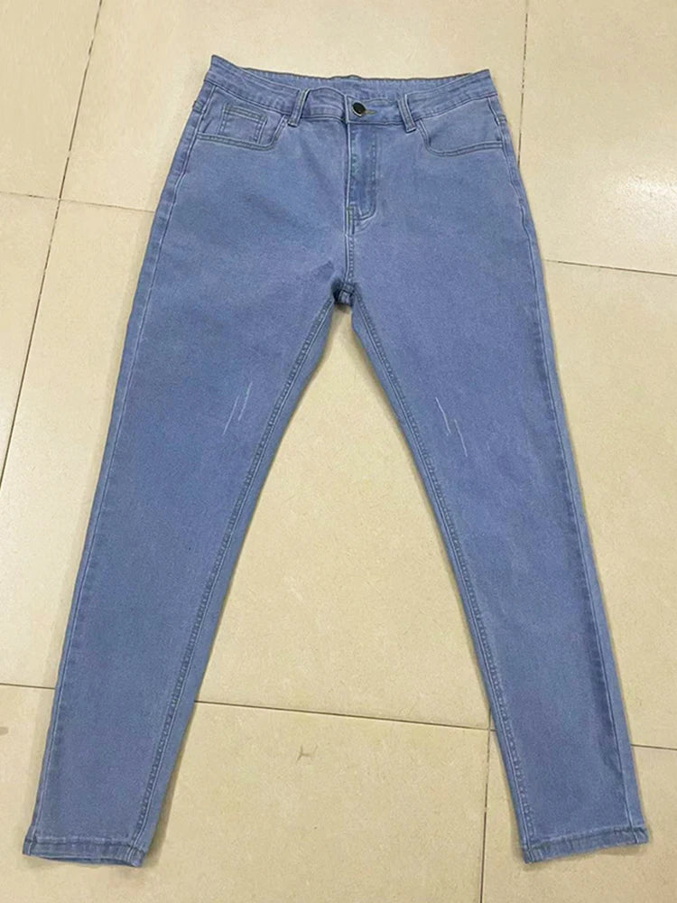 Pantalones De Hombre Ajustados Vaqueros Moda Casual