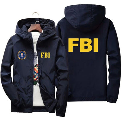 Chaqueta Deportiva 2025 para Hombre: Estilo Único con Estampado del FBI, A prueba de Viento y Capucha para Primavera