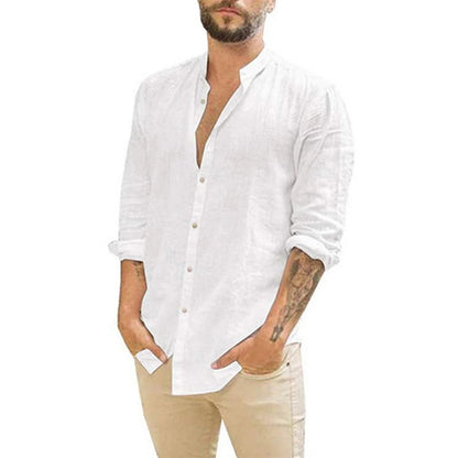 Estilo Playero y Comodidad: Camisas de Manga Larga de Lino y Algodón para Hombre