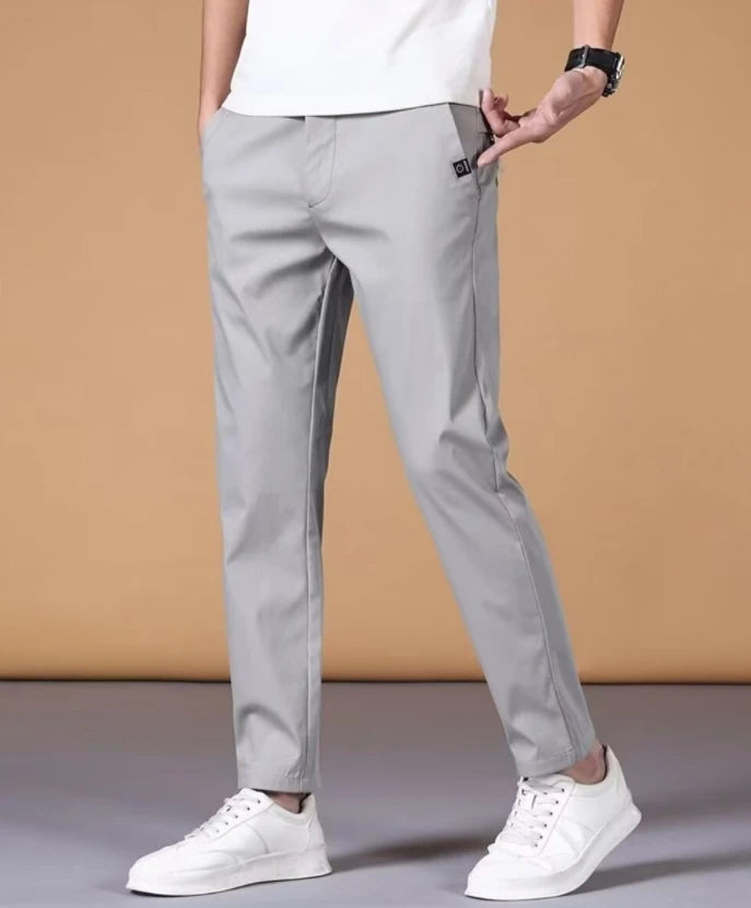 Pantalones Informales para Hombre con Pretina Semielástica y Toque de Seda de Hielo