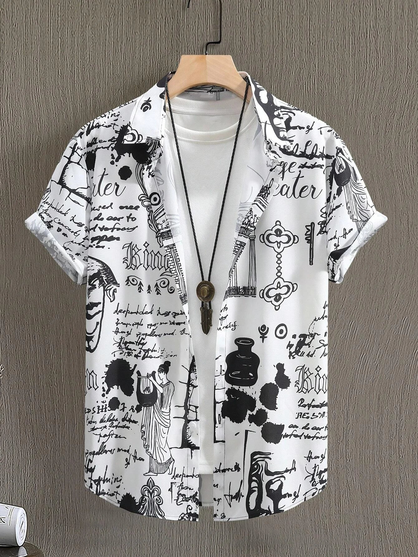 Camisa De Moda De Manga Corta Estamopado Para Hombre