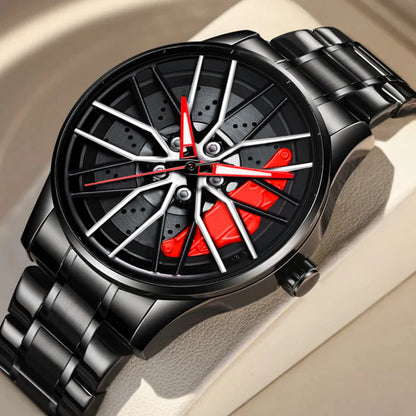 Reloj Diseño Coche con Esfera Giratoria y Acero Inoxidable