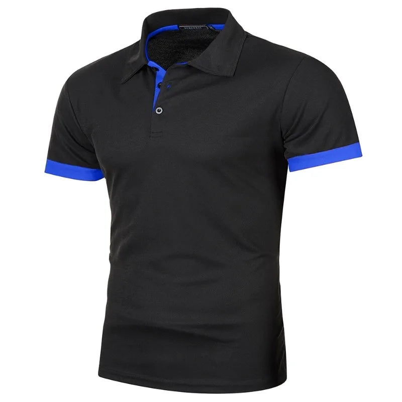 Polo de manga corta para hombre, de color liso, ligera, con solapa, de verano