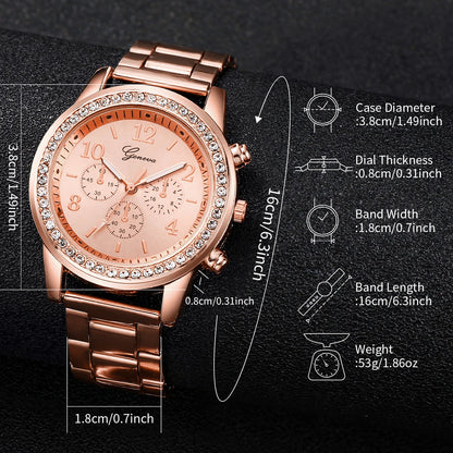 Reloj De Mujer Moda Diamantes De Lmitación 6/unid