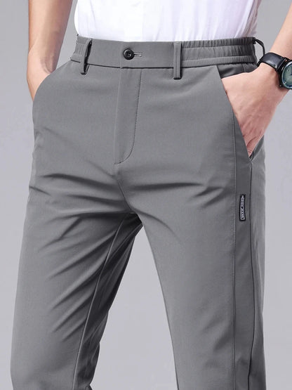 Pantalones Informales para Hombre con Pretina Semielástica y Toque de Seda de Hielo