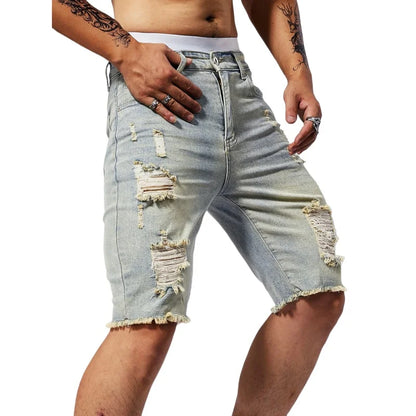 Pantalones Cortos de Mezclilla para Hombre: Estilo Callejero Vintage con Personalidad Única