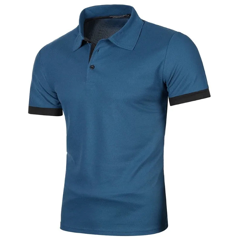 Polo de manga corta para hombre, de color liso, ligera, con solapa, de verano