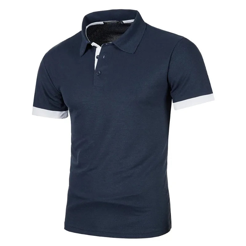 Polo de manga corta para hombre, de color liso, ligera, con solapa, de verano