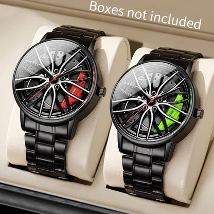 Reloj Diseño de Rueda de Coche De Acero Inoxidable