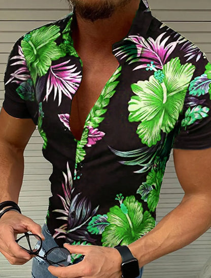 Camisa De Hombre Con Botones Moda Hawaiana