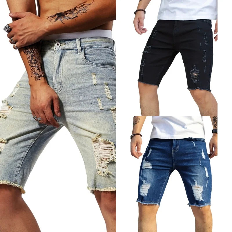 Pantalones Cortos de Mezclilla para Hombre: Estilo Callejero Vintage con Personalidad Única