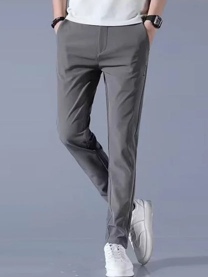 Pantalones Informales para Hombre con Pretina Semielástica y Toque de Seda de Hielo