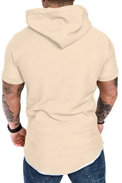 Estilo y Frescura en Verano: Camiseta con Capucha para Hombre de Manga Corta y Color Liso