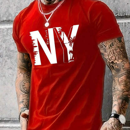 Camiseta Holgada para Hombre con Estampado NY: Estilo Urbano y Confort 100% Algodón