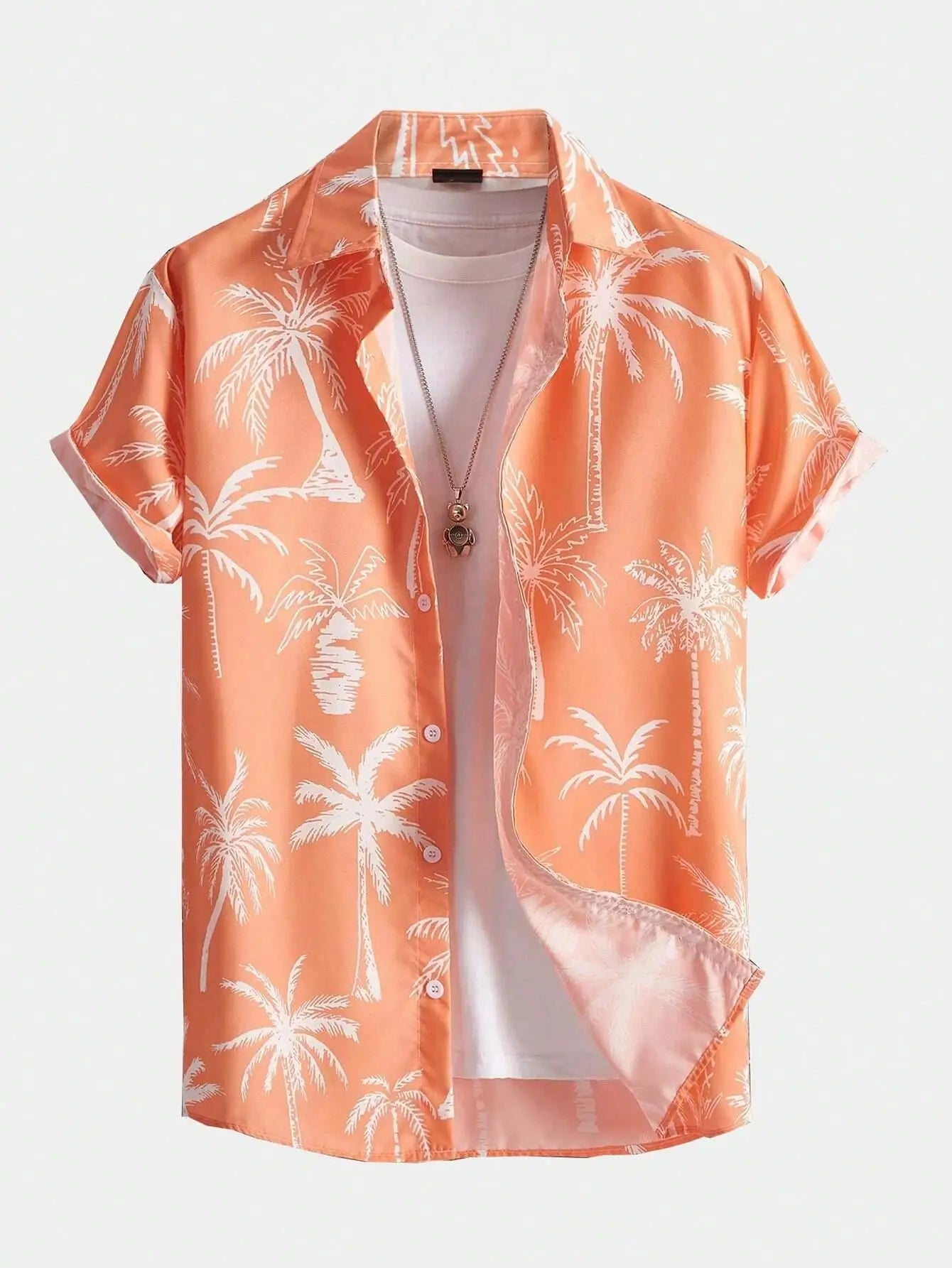 Camisa De Hombre Con Estampado De Árbol De Coco Hawaiano