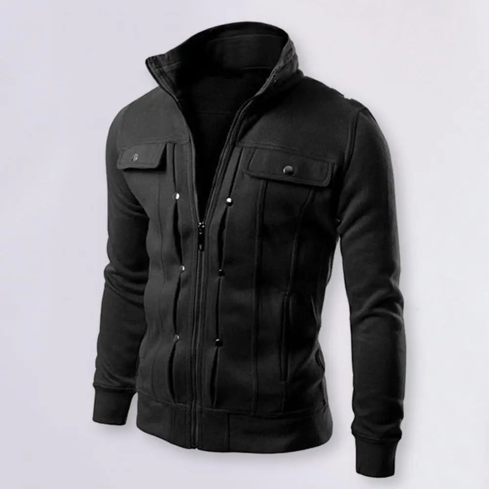 Chaqueta casual para hombre con cuello alto Cierre de cremallera