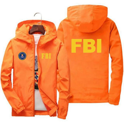 Chaqueta Deportiva 2025 para Hombre: Estilo Único con Estampado del FBI, A prueba de Viento y Capucha para Primavera