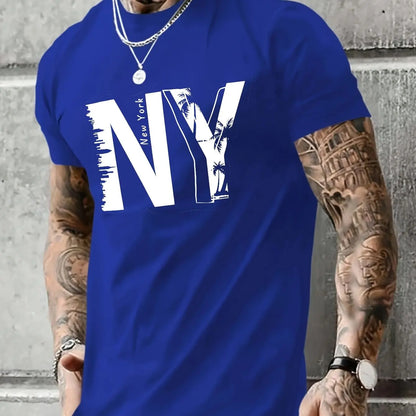 Camiseta Holgada para Hombre con Estampado NY: Estilo Urbano y Confort 100% Algodón