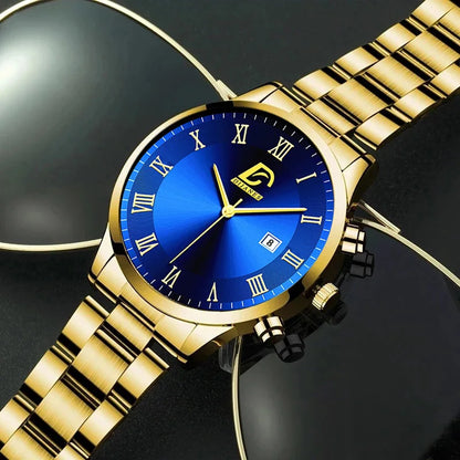 Elegancia que perdura: Relojes de Acero Inoxidable Dorados y Modernos para Hombre