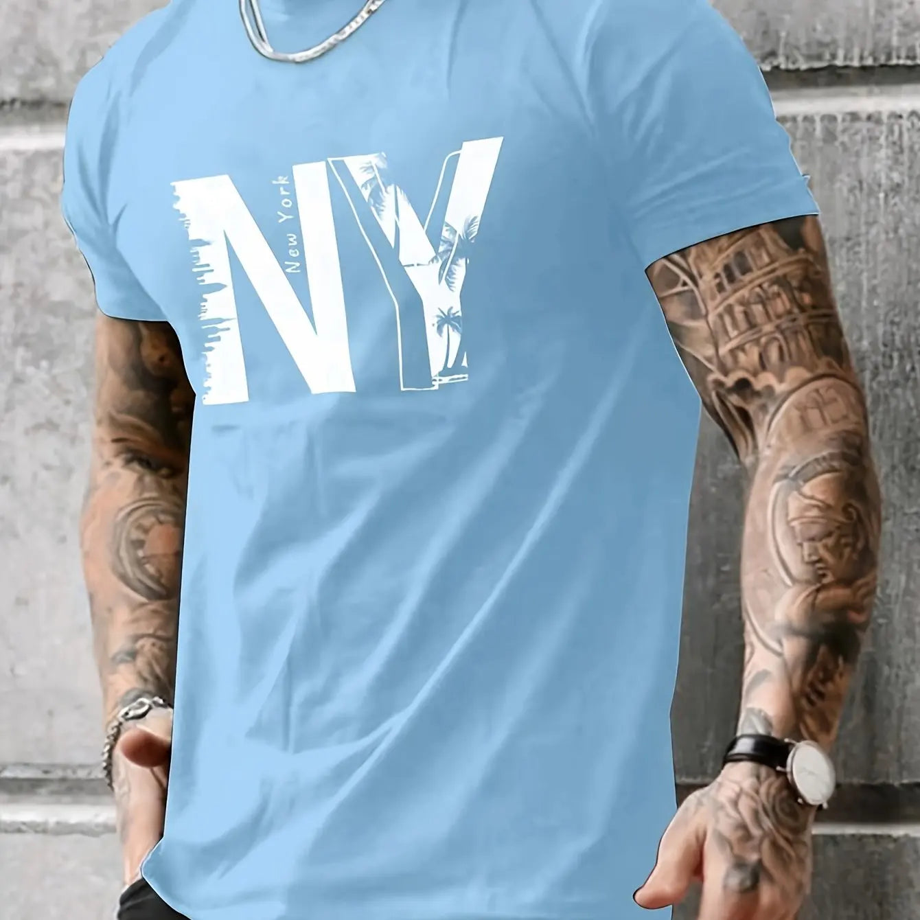 Camiseta Holgada para Hombre con Estampado NY: Estilo Urbano y Confort 100% Algodón