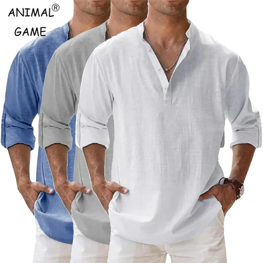 Frescura y Elegancia: Camisas Ligeras de Lino y Algodón para Hombre con Cuello Transpirable