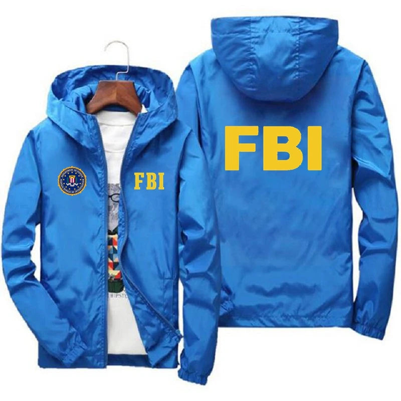 Chaqueta Deportiva 2025 para Hombre: Estilo Único con Estampado del FBI, A prueba de Viento y Capucha para Primavera