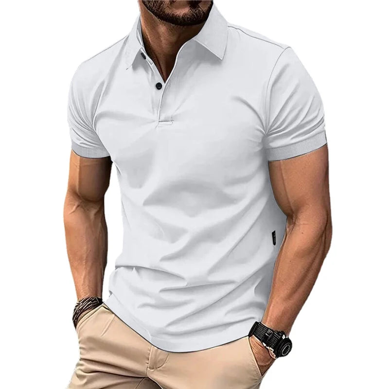 Polo de Manga Corta para Hombre: Estilo Casual y Urbano con Botones de Solapa