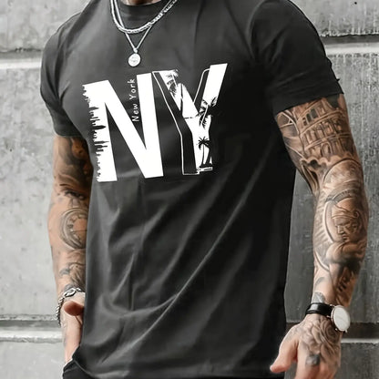 Camiseta Holgada para Hombre con Estampado NY: Estilo Urbano y Confort 100% Algodón