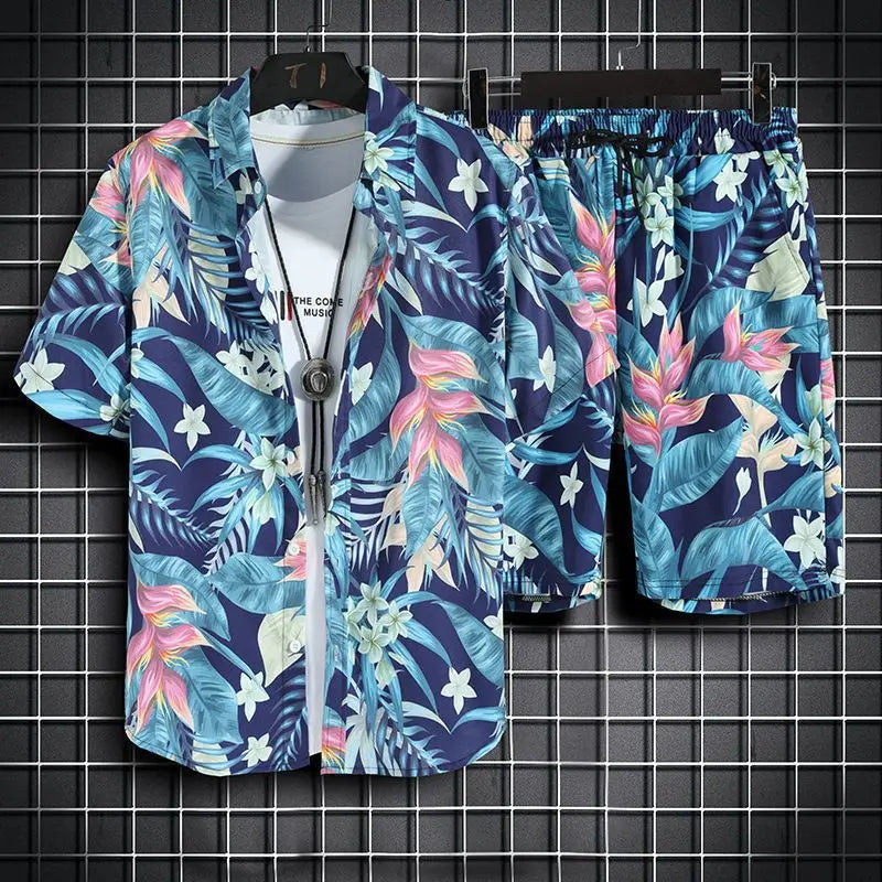 Conjunto De 2 Piezas, Camisa Hawaiana Y Pantalón Corto