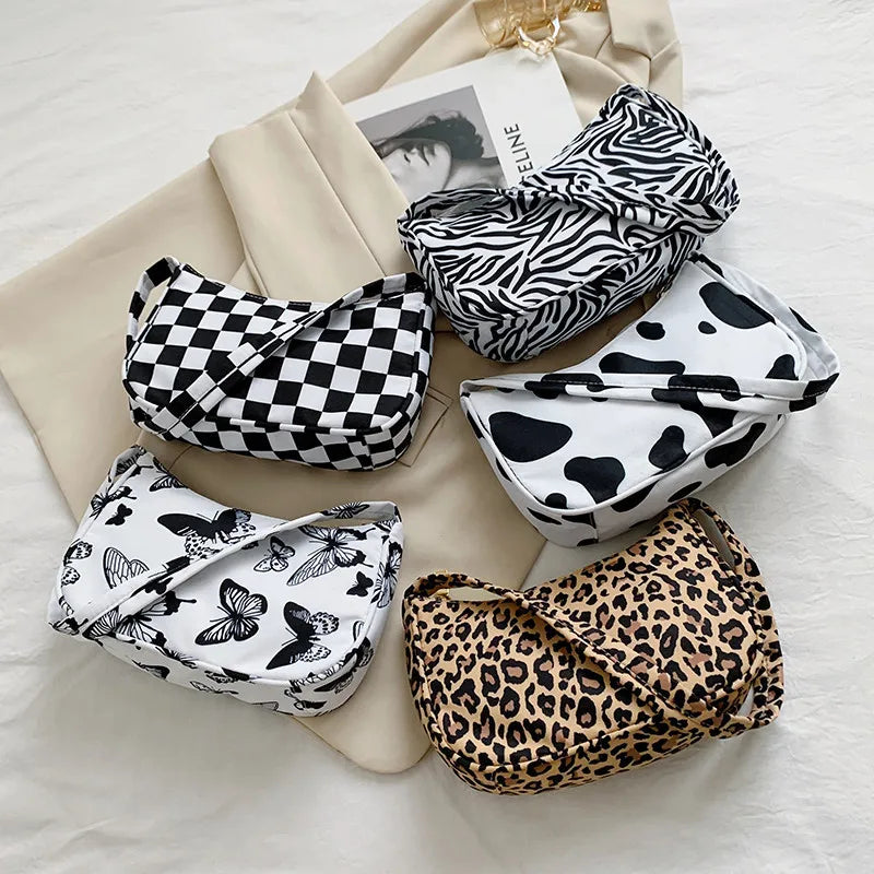 Bolso De Hombro De Nailon Con Estampado De Animales