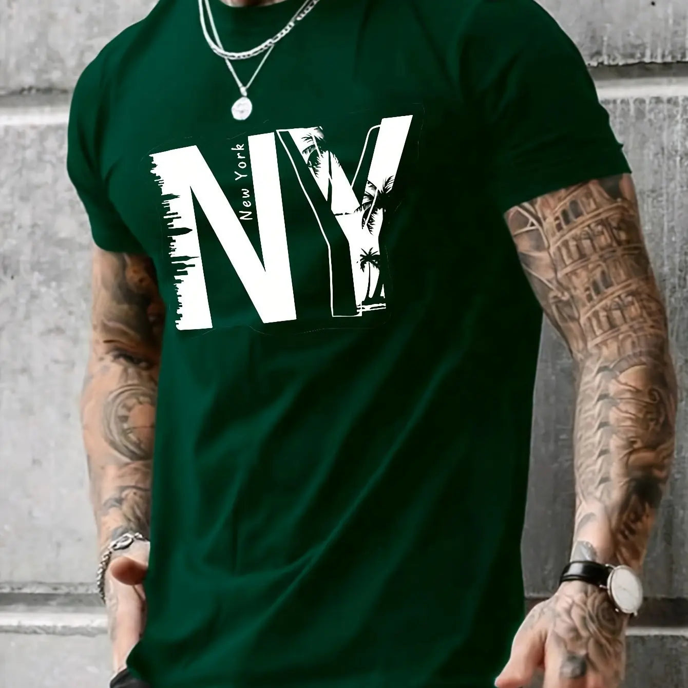 Camiseta Holgada para Hombre con Estampado NY: Estilo Urbano y Confort 100% Algodón