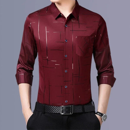 Estilo Casual y Elegancia: Camisa Estampada de Manga Larga para Hombre