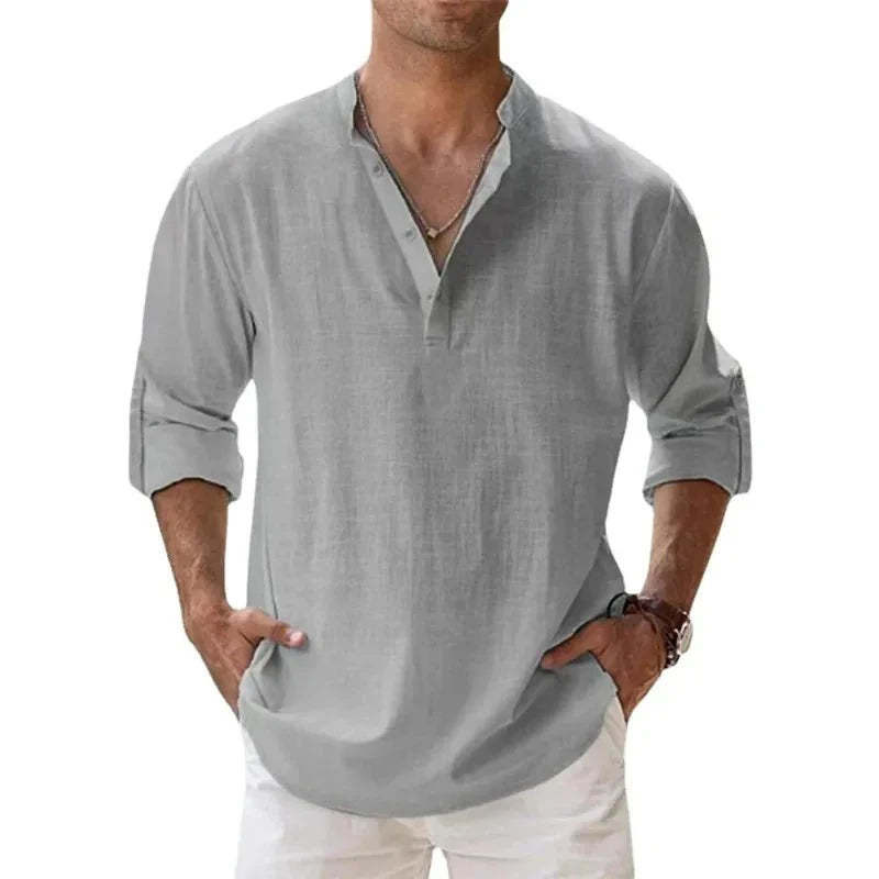 Frescura y Elegancia: Camisas Ligeras de Lino y Algodón para Hombre con Cuello Transpirable