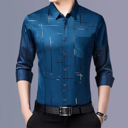 Estilo Casual y Elegancia: Camisa Estampada de Manga Larga para Hombre