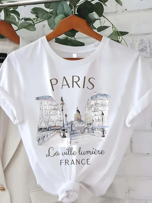 Paris Camiseta Con Estampado Para Mujer