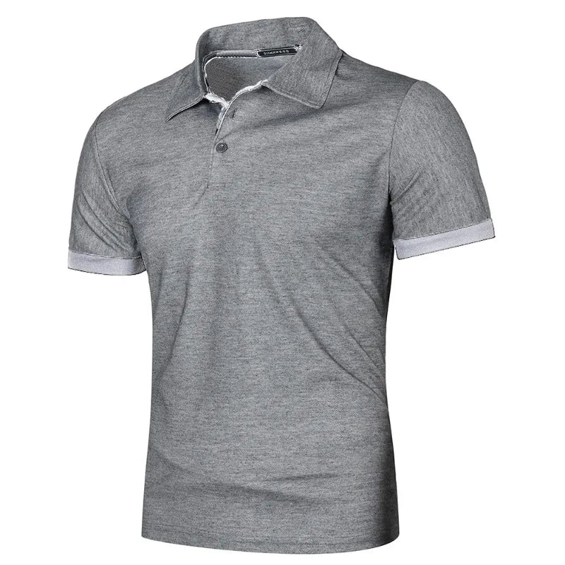 Polo de manga corta para hombre, de color liso, ligera, con solapa, de verano