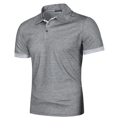 Polo de manga corta para hombre, de color liso, ligera, con solapa, de verano