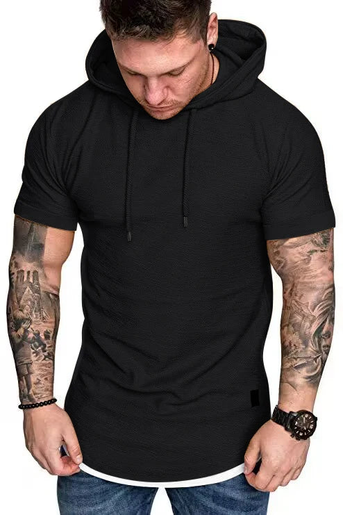 Estilo y Frescura en Verano: Camiseta con Capucha para Hombre de Manga Corta y Color Liso