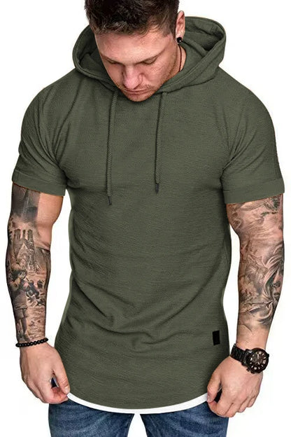 Estilo y Frescura en Verano: Camiseta con Capucha para Hombre de Manga Corta y Color Liso