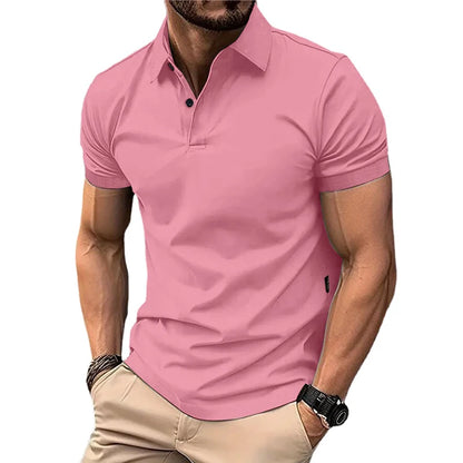 Polo de Manga Corta para Hombre: Estilo Casual y Urbano con Botones de Solapa