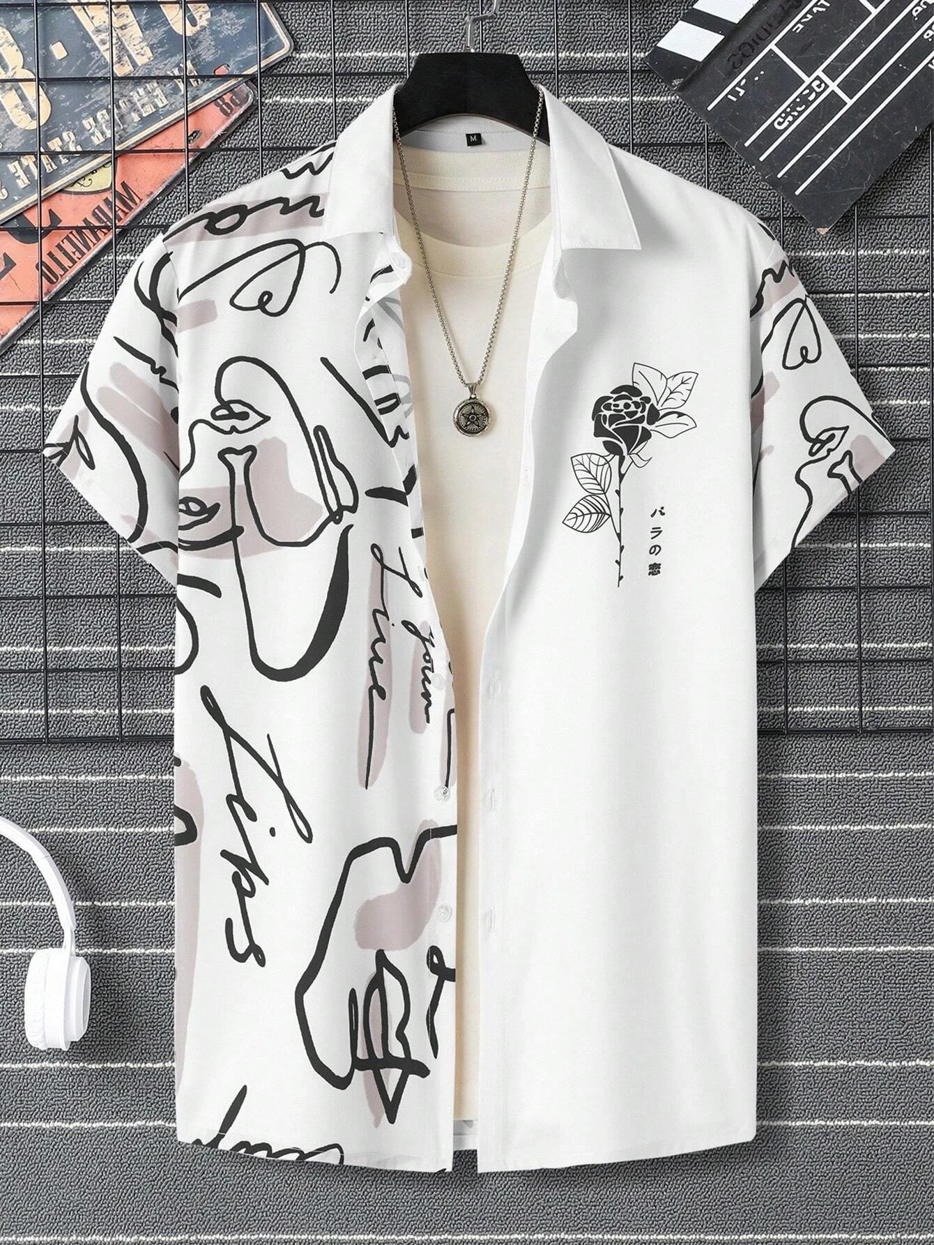 Camisa De Moda De Manga Corta Estamopado Para Hombre