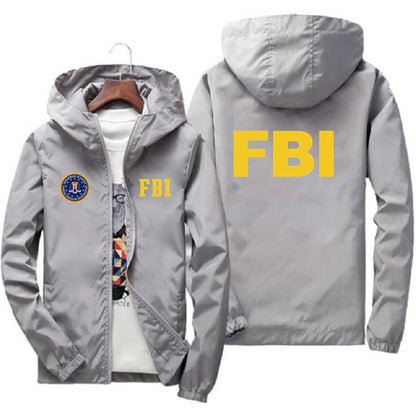 Chaqueta Deportiva 2025 para Hombre: Estilo Único con Estampado del FBI, A prueba de Viento y Capucha para Primavera