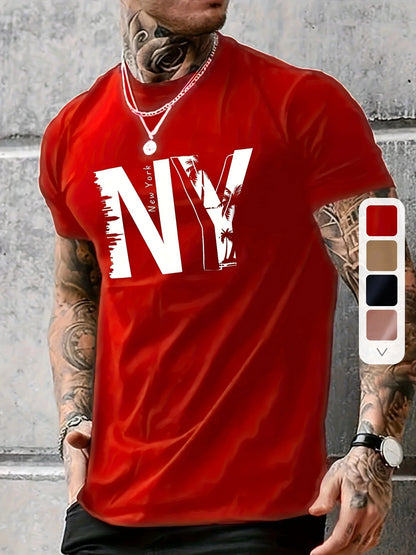 Camiseta Holgada para Hombre con Estampado NY: Estilo Urbano y Confort 100% Algodón