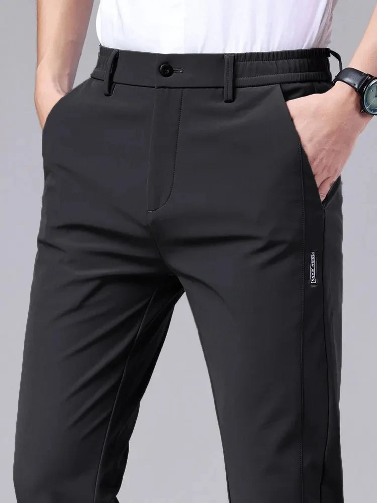 Pantalones Informales para Hombre con Pretina Semielástica y Toque de Seda de Hielo