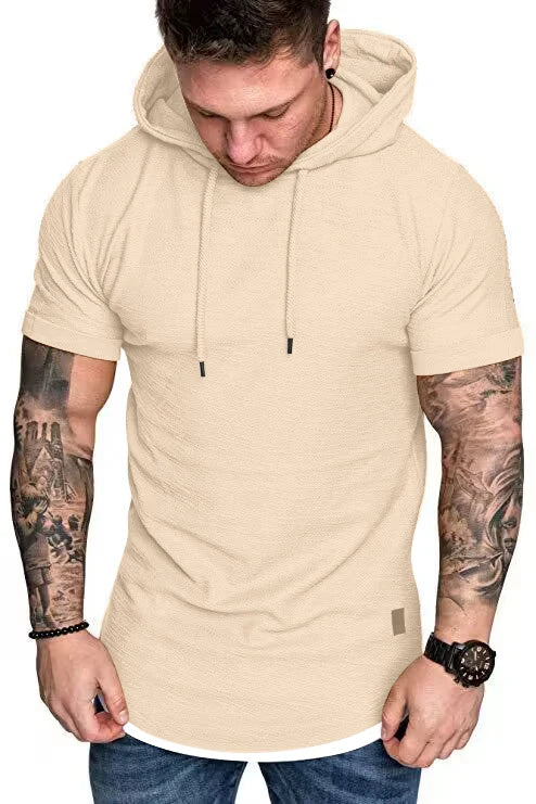 Estilo y Frescura en Verano: Camiseta con Capucha para Hombre de Manga Corta y Color Liso