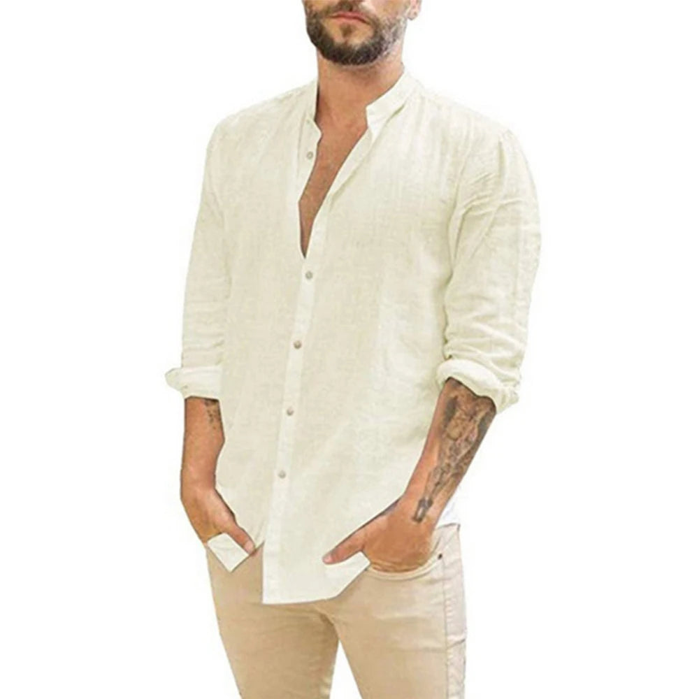 Estilo Playero y Comodidad: Camisas de Manga Larga de Lino y Algodón para Hombre