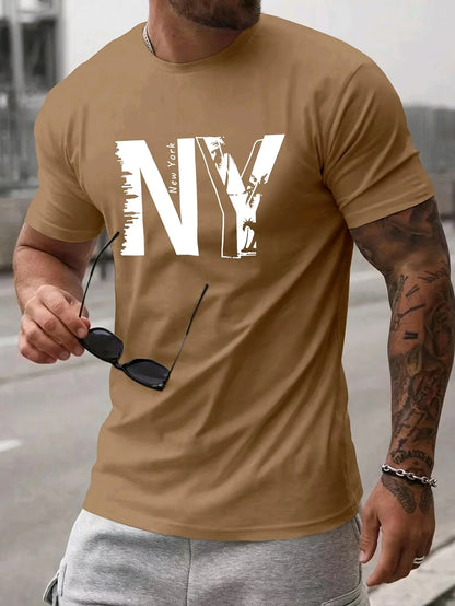 Camiseta Holgada para Hombre con Estampado NY: Estilo Urbano y Confort 100% Algodón